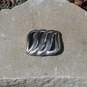 Taxco .923 Silver Large 2 1/8" Wavy Brooch 18.9g